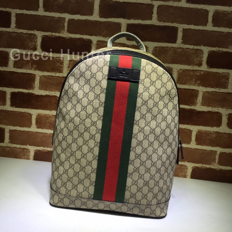 Gucci GG Supreme Backpack With Web Black 443805